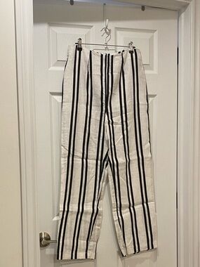Reformation White and Black Vertical Stripe Linen Pants - Size 8